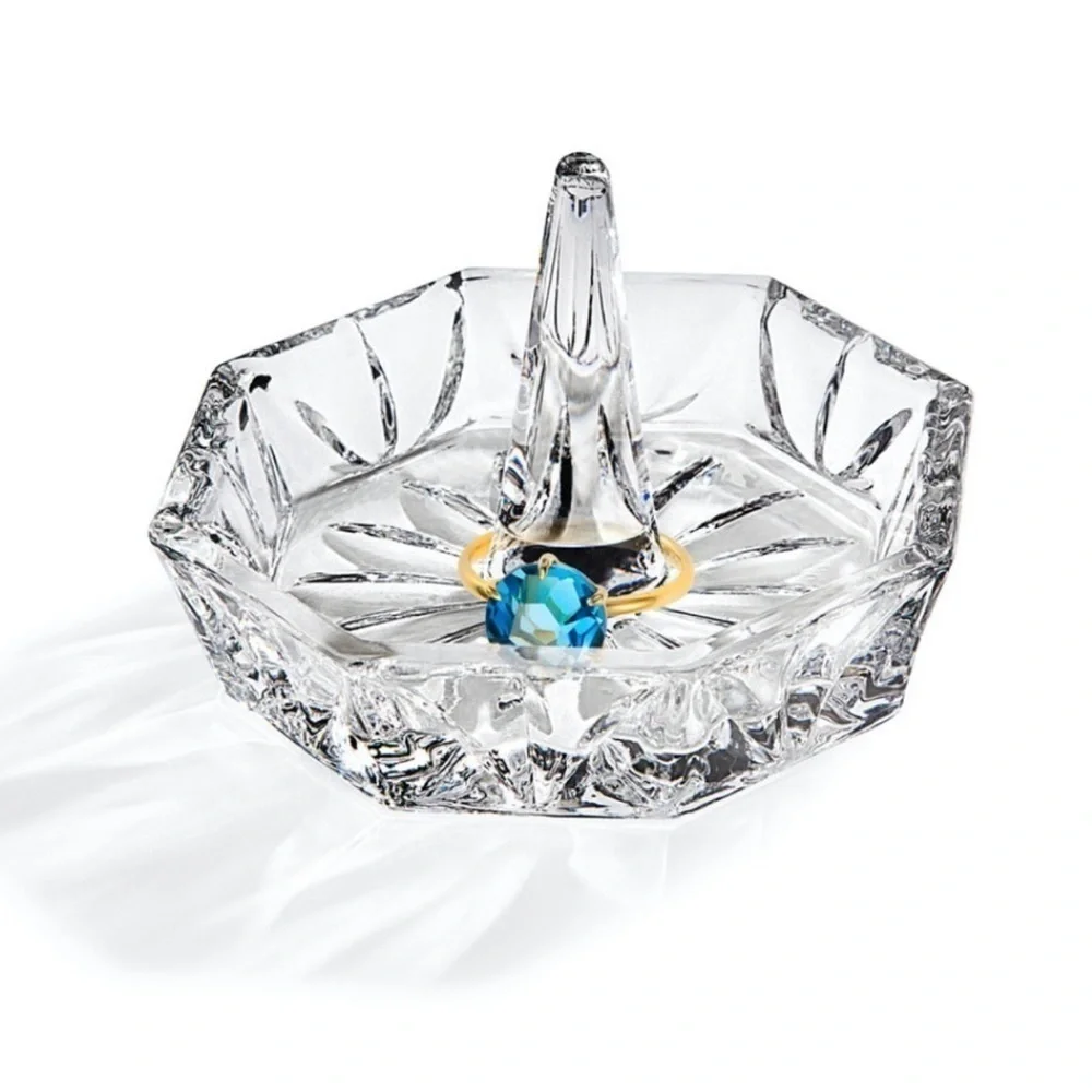 Crystal Ring Holder Brilliant Hand-Cut Pattern Octagon Studio Crystal Faceted